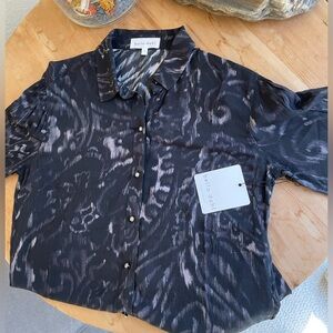 Bella Dahl Charcoal and Slate Patterned Shirt